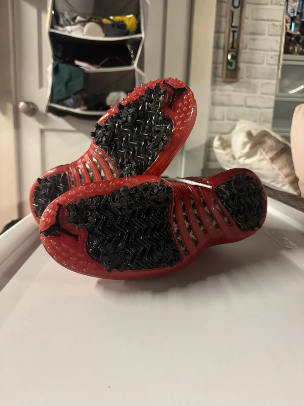 Jordan White and Red Golf Shoes
